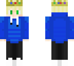 a boy wiht  dark blue hodie and blond haiir and crown