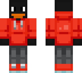 hive style penguin in red hoodie (wide arms)