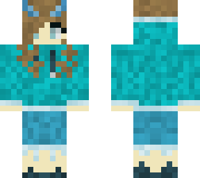 blue girl with horns and brown hair