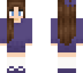 purple sweater brown hair