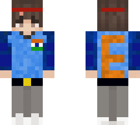 a blue shirt boy with indian flag on chest and a band to fourhed