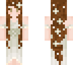 girl with green dress long brown hair