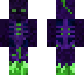 purple and green skeleton without armor