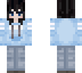 blue girl with sunglasses on head