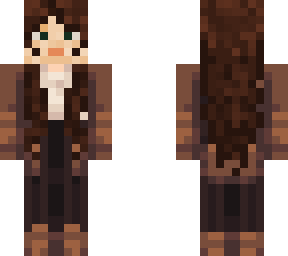brown hair barefaced girl with brown outfit