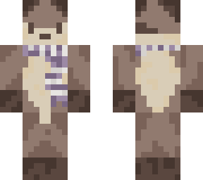 otter with purple and white scarf