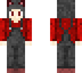 person with cat ears wearing overalls