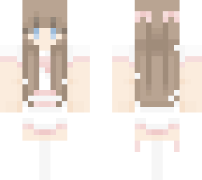 pink with blue eyes and brown hair
