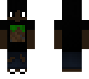 african boy with grass block tshirt and ripped jeans