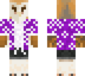 owl with purple hawaiian shirt