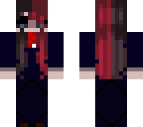 school girl with red and black hair