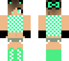 girl in green and white plaid shirt with cat ears