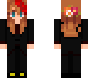 country girl with red streak in hair in a suit
