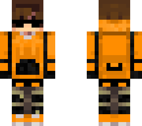 boy with orange and black hoodie and sunglasses