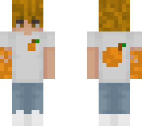 minecraft boy with jeans and a tangerine