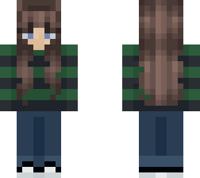 brown hair green jumper