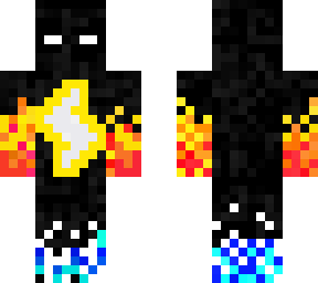 black fire and water