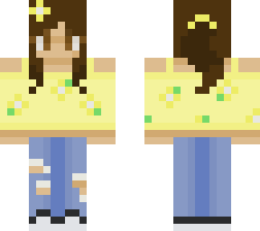 girl with floral shirt + jeans brown hair 0.2
