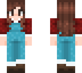 farming overalls with hair down
