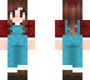 farming overalls with ponytail