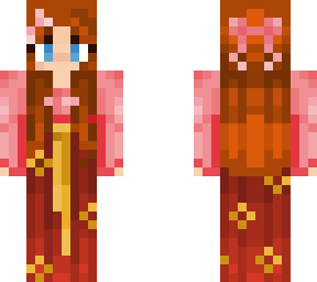redhead in golden blossom dress