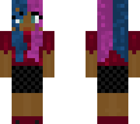 split dye hair of blue and pink black girl