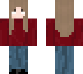 red sweater brown hair blue jeans girl