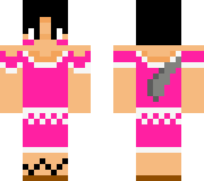 luffy in a pink maid dress with wolf ears and tail