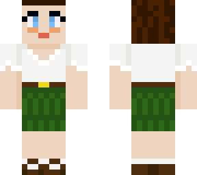 white top / green skirt
