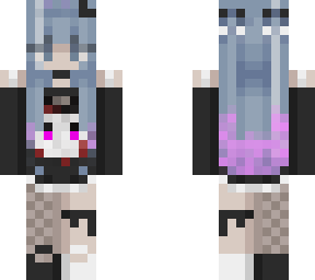 blue n pink haired skull girl