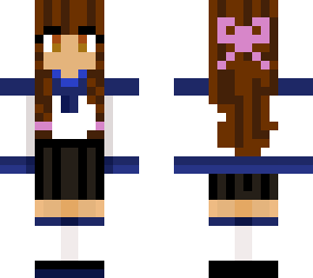 cute highschool outfit pink bowed hair