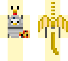 chicken dragon with a backpack with one of the new baby chiks in it holding a slice of piz