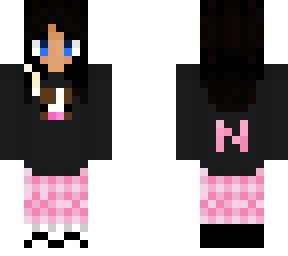 girlfriend, black hair, pink pj pants, converse shoes, cow hoodie.