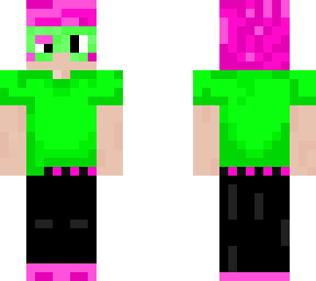 neon green and pink scene dude