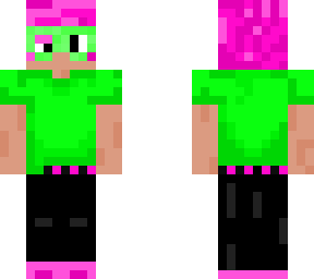neon green and pink scene dude but darker skin