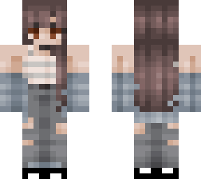 normal skin with brown hair and brown eye's blue outfit