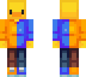 hive style duck in orange and blue half and half hoodie