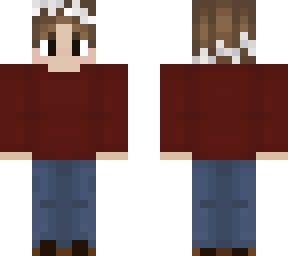 metal wreath with a red wool sweater, blue jeans and boots