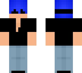 boy - blindfold - baggy jeans - blue hair - black tee
