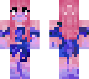 axolotl girl pink blue fade