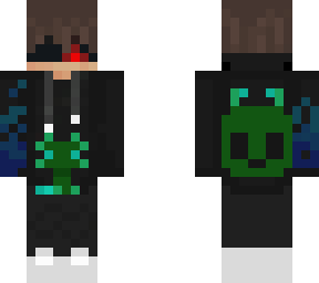 guy with alien and axolotl outfit plus a red eye showing through a blind fold