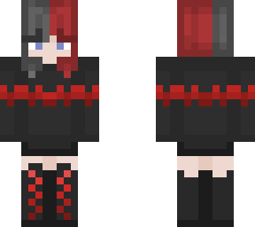 nihachu with black and red hair (without cat ears)