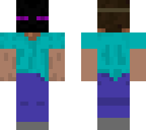 steve wearing an enderman mask