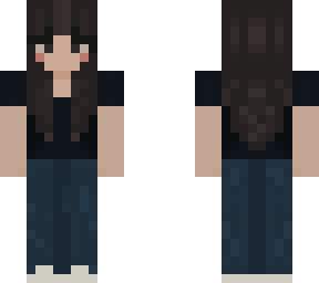 brown hair black shirt jeans girl