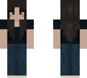 brown hair black shirt jeans girl