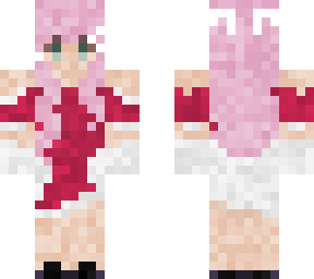 pink hair red fluffy dress cardigan