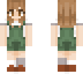 cute girl in green overalls (shorter hair)