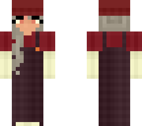 casual girl - red overalls - beanie