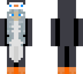 blue eyed girl with penguin onesie