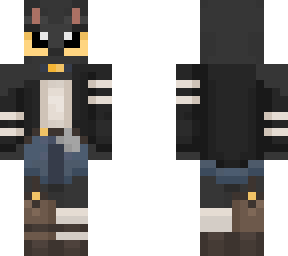 black cat with modern clothes